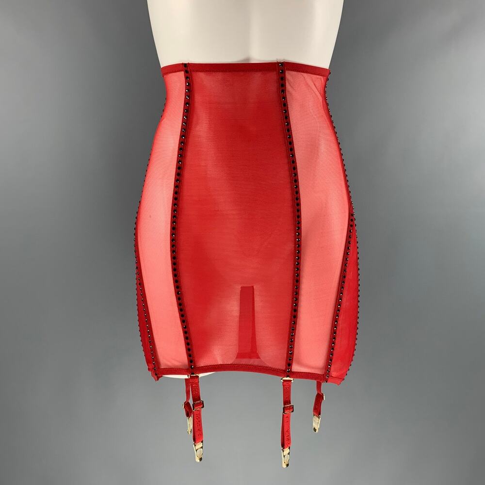 LA PERLA Size S Red Polyamide Blend Mesh Corset Skirt